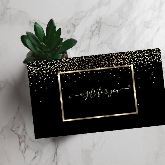 Elegant Trendy Gold Lijst, Confetti Black Kortingskaartje