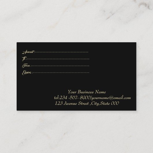 Elegant Trendy Gold Lijst, Confetti Black Kortingskaartje (Achterkant)