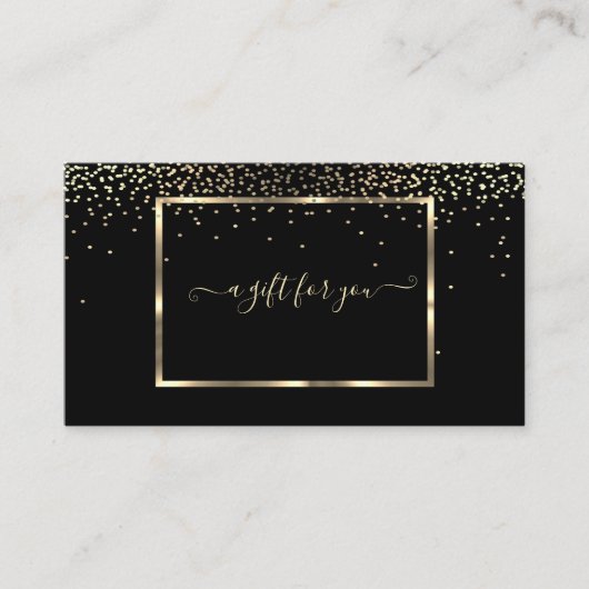 Elegant Trendy Gold Lijst, Confetti Black Kortingskaartje (Voorkant)