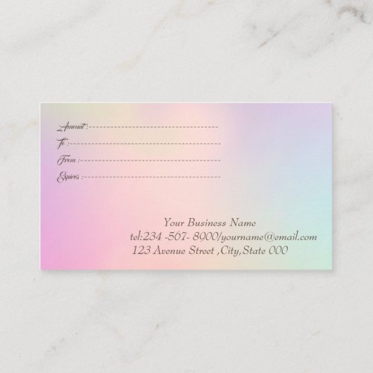 Elegant Trendy Gold Lijst, Confetti Holografisch Kortingskaartje (Achterkant)