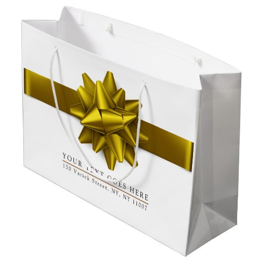 Elegant Trendy Gold Ribbon Gift Bag Groot Cadeauzakje (Achterkant Gekanteld)