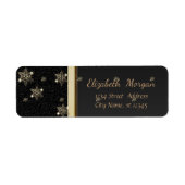 Elegant Trendy Gold Snowflakes, zwart Etiket (Voorkant)