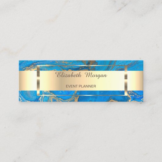 Elegant Trendy Gold Stripe Lijst, blauwe marmer Mini Visitekaartje (Voorkant)