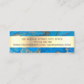 Elegant Trendy Gold Stripe Lijst, blauwe marmer Mini Visitekaartje (Achterkant)