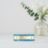 Elegant Trendy Gold Stripe Lijst, blauwe marmer Mini Visitekaartje (Staand voorkant)