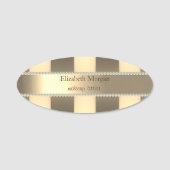 Elegant Trendy Gold Striped, Pearls Naamplaatje (Voorkant)