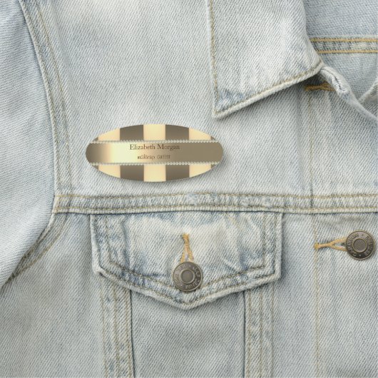 Elegant Trendy Gold Striped, Pearls Naamplaatje (In situ)