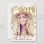 Elegant Trendy Gold White Marble Photo Afstuderen Kaart (Voorkant)