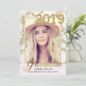 Elegant Trendy Gold White Marble Photo Afstuderen Kaart (Staand voorkant)
