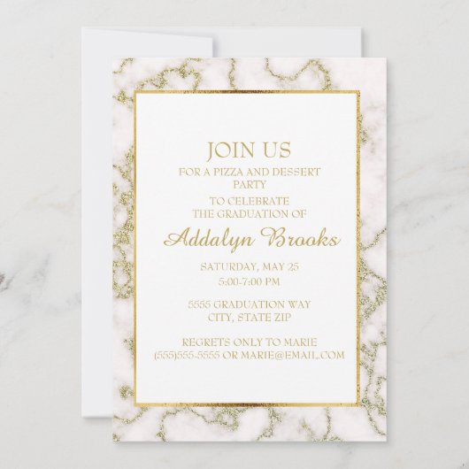 Elegant Trendy Gold White Marble Photo Afstuderen Kaart (Achterkant)