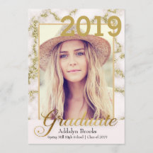 Elegant Trendy Gold White Marble Photo Afstuderen