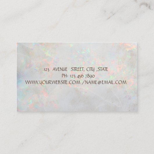 Elegant Trendy Gold, White Opal Lotus Visitekaartje (Achterkant)