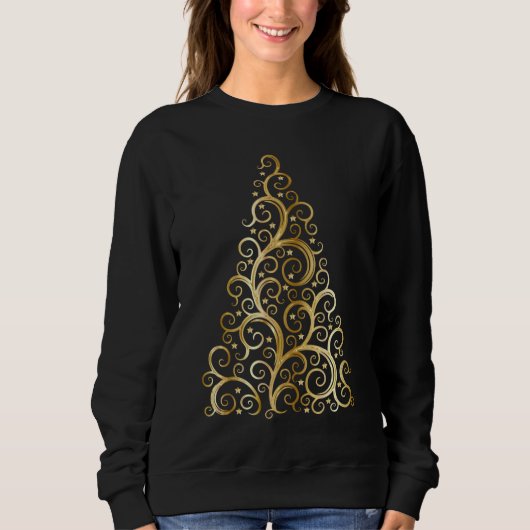 Elegant Trendy Golden kerstboomshirt Trui (Voorkant)