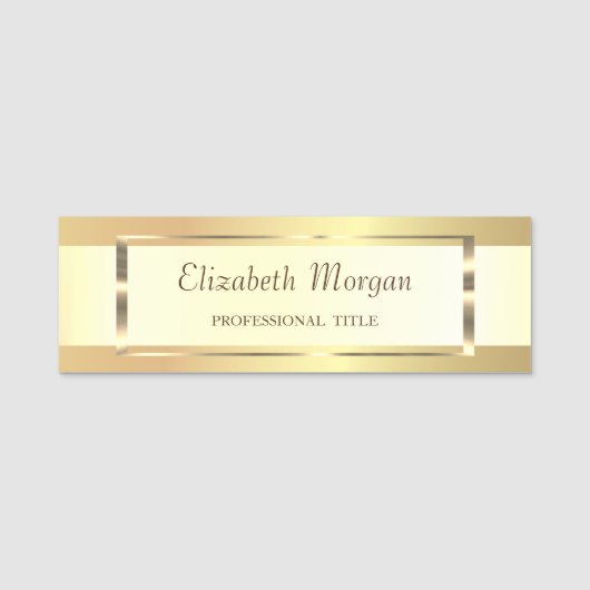 Elegant trendy, gouden frame, strepen naamplaatje (Voorkant)