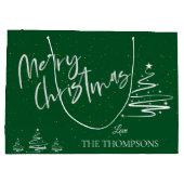 Elegant Trendy Green Abstract Tree Merry Kerstmis Groot Cadeauzakje (Achterkant)