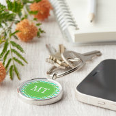 elegant, trendy green chevron zigzag monogram sleutelhanger (Zijkant)