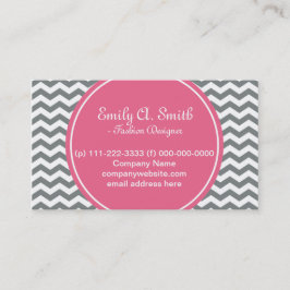 Elegant, trendy, grijs, wit chevron roze visitekaartje