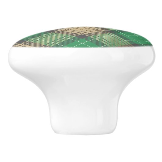 Elegant trendy groene tartan schotgelvis keramische knop (Zijkant)