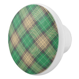 Elegant trendy  groene tartan schotgelvis keramische knop