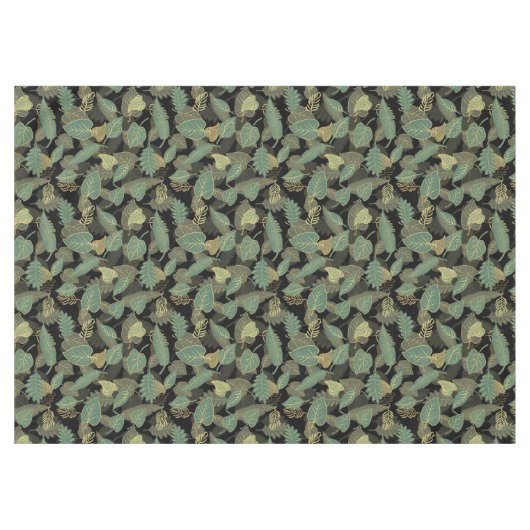 Elegant Trendy Herfst Green Leaves Autumn Black Tafelkleed (Voorkant (Horizontaal))