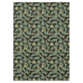 Elegant Trendy Herfst Green Leaves Autumn Black Tafelkleed (Voorkant)