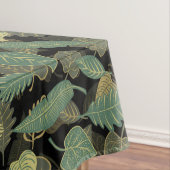 Elegant Trendy Herfst Green Leaves Autumn Black Tafelkleed (Voorbeeld)