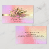 Elegant Trendy Holographic, Gold, Lotus Visitekaartje (Voorkant / Achterkant)