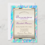Elegant Trendy Holographic Quinceañera Kaart (Voorkant)
