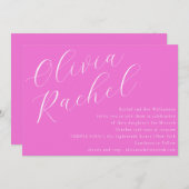 Elegant Trendy Hot Pink Script Minimal Bat Mitzvah Kaart (Voorkant / Achterkant)