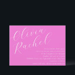 Elegant Trendy Hot Pink Script Minimal Bat Mitzvah Kaart<br><div class="desc">Deze eigentijdse bat mitzvah uitnodiging beschikt over een minimalistische horizontale compositie en een prachtige scriptkalligrafie in Trendy Hot Pink.</div>