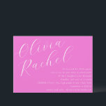 Elegant Trendy Hot Pink Script Minimal Bat Mitzvah Kaart<br><div class="desc">Deze eigentijdse bat mitzvah uitnodiging beschikt over een minimalistische horizontale compositie en een prachtige scriptkalligrafie in Trendy Hot Pink.</div>