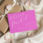 Elegant Trendy Hot Pink Script Minimal Bat Mitzvah Kaart<br><div class="desc">Deze eigentijdse bat mitzvah uitnodiging beschikt over een minimalistische horizontale compositie en een prachtige scriptkalligrafie in Trendy Hot Pink.</div>