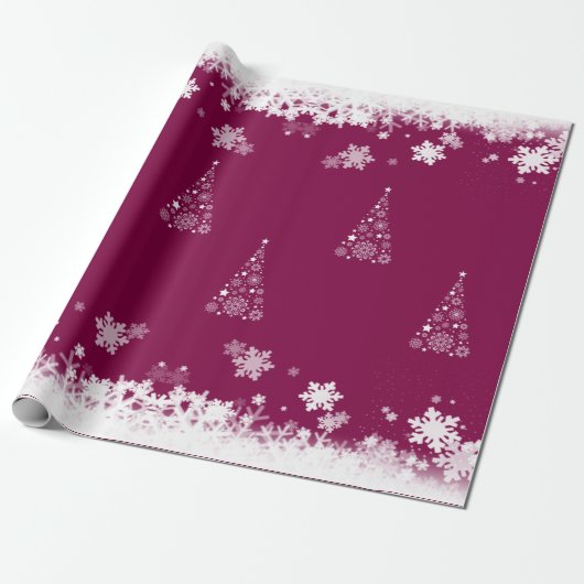 Elegant Trendy Kerst Magenta inpakpapier (Uitgerold)