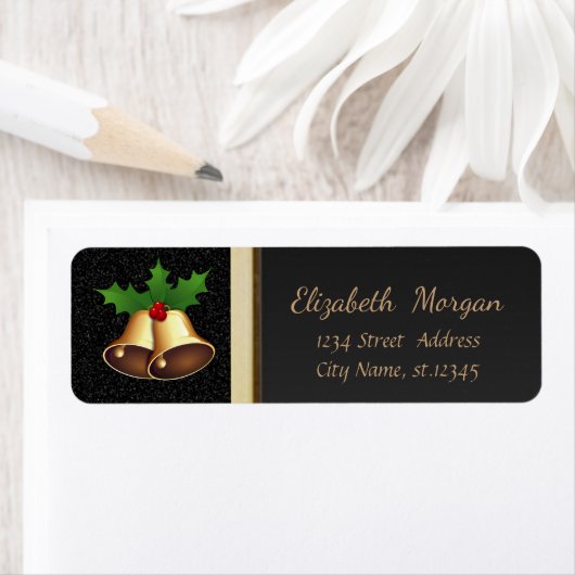 Elegant Trendy Kerstmis Bells, zwart Etiket (Insitu)