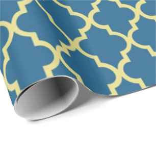 Elegant, trendy, klassiek marineblauw quatrefoil cadeaupapier