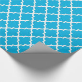 Elegant, trendy, klassiek waterblauw quatrefoil cadeaupapier (Hoek)