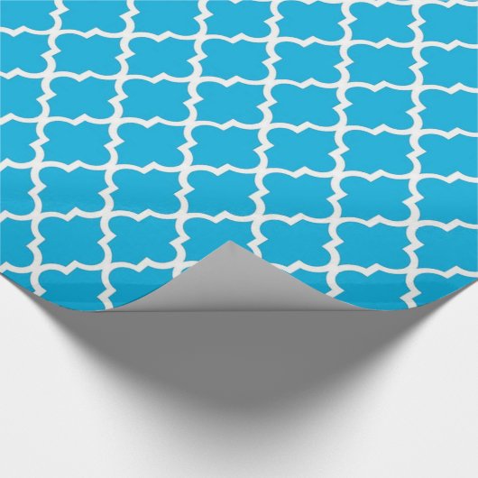 Elegant, trendy, klassiek waterblauw quatrefoil cadeaupapier (Hoek)