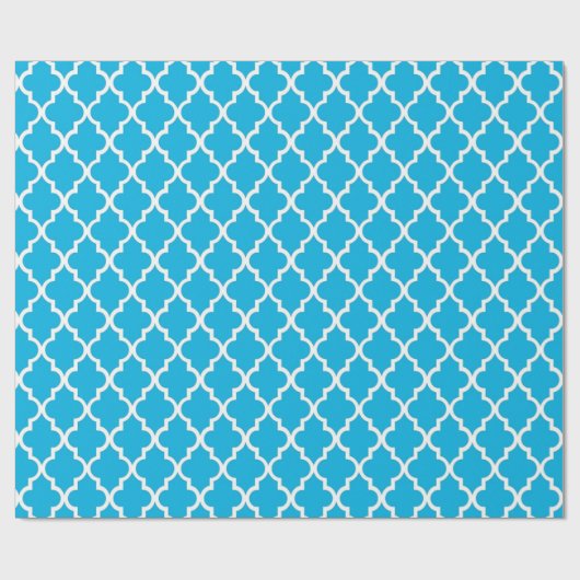 Elegant, trendy, klassiek waterblauw quatrefoil cadeaupapier (Vlak)