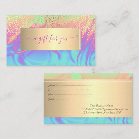 Elegant Trendy Lijst Confetti Ombre Holographic Kortingskaartje (Voorkant / Achterkant)