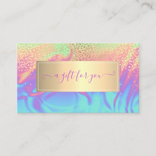 Elegant Trendy Lijst Confetti Ombre Holographic Kortingskaartje (Voorkant)