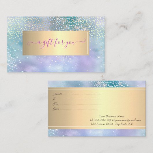 Elegant Trendy Lijst Diamonds Holographic Kortingskaartje (Voorkant / Achterkant)