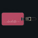 Elegant Trendy Magenta de Naam van het Manuscript  Bagagelabel<br><div class="desc">Elegant Trendy Magenta de Naam van het Manuscript Personalized Bagagelabel</div>