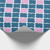 Elegant, trendy marineblauw, roze quatrefolie cadeaupapier (Hoek)