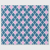 Elegant, trendy marineblauw, roze quatrefolie cadeaupapier (Vlak)