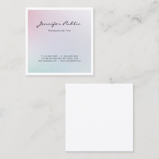 Elegant Trendy Modern Chic Design Professional Vierkante Visitekaartje (Voorkant / Achterkant)