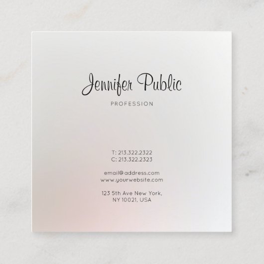 Elegant Trendy Modern Creative Plain Professional Vierkante Visitekaartje (Achterkant)