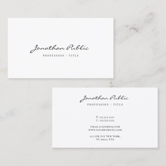 Elegant Trendy Modern Minimalist Template Script Visitekaartje (Voorkant / Achterkant)