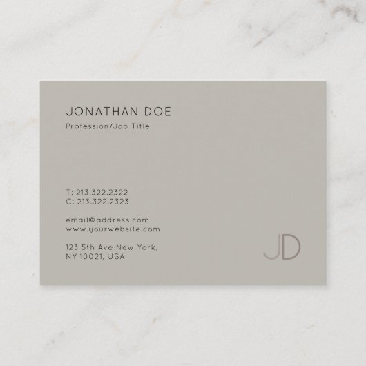 Elegant Trendy Modern Monogram Eenvoudige Sjabloon Visitekaartje (Achterkant)