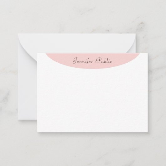 Elegant Trendy Moderne Calligrafie Blush Pink Whit Notitiekaartje (Voorkant)