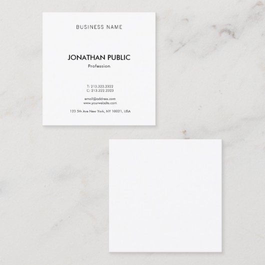 Elegant Trendy Moderne Professional Sjabloon Vierkante Visitekaartje (Voorkant / Achterkant)
